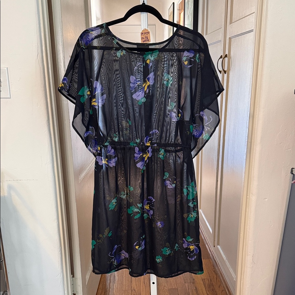 Mossimo Blue Floral Sheer Coverup M